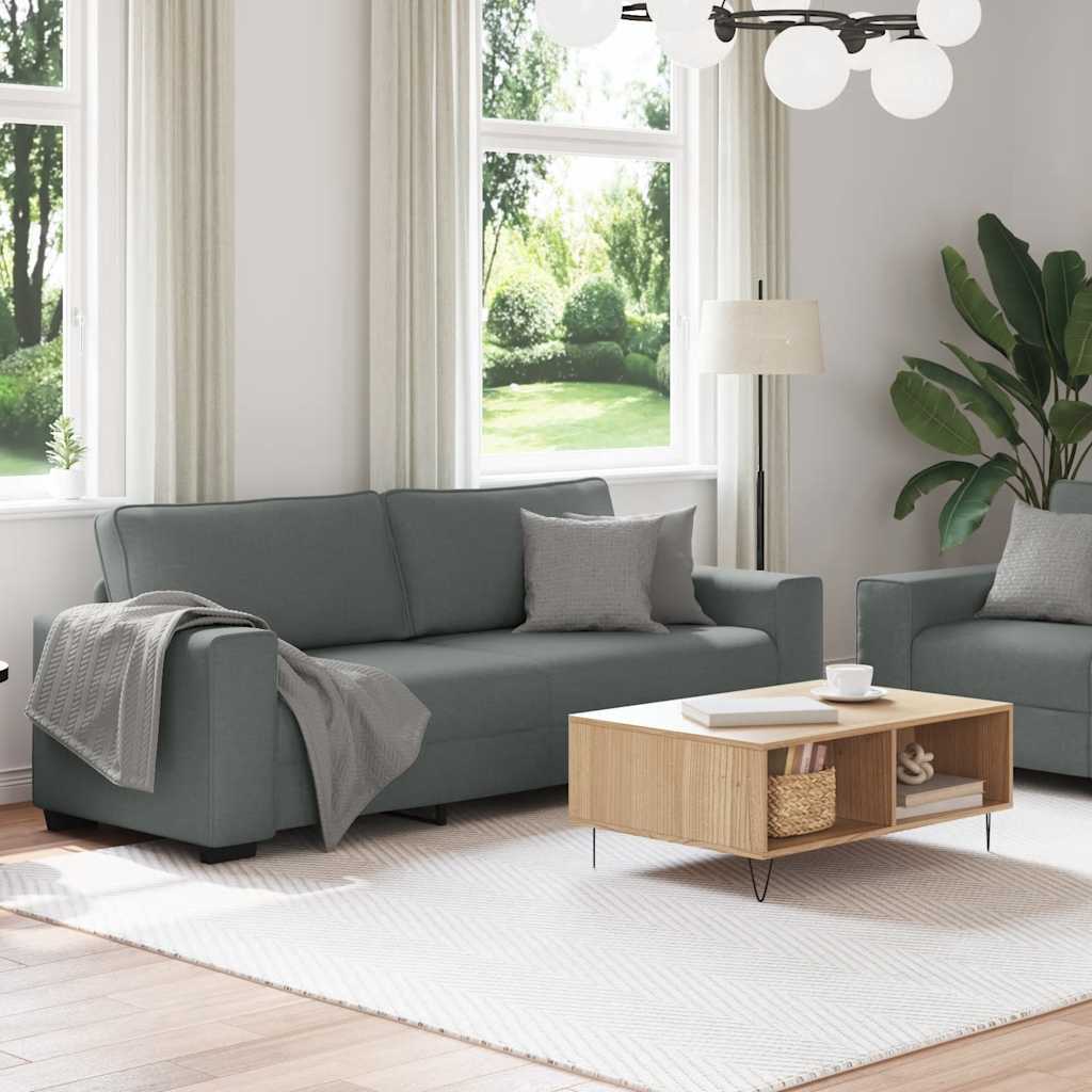 Set Di Divani 2 Pz Con Cuscini Grigio Scuro In Tessuto