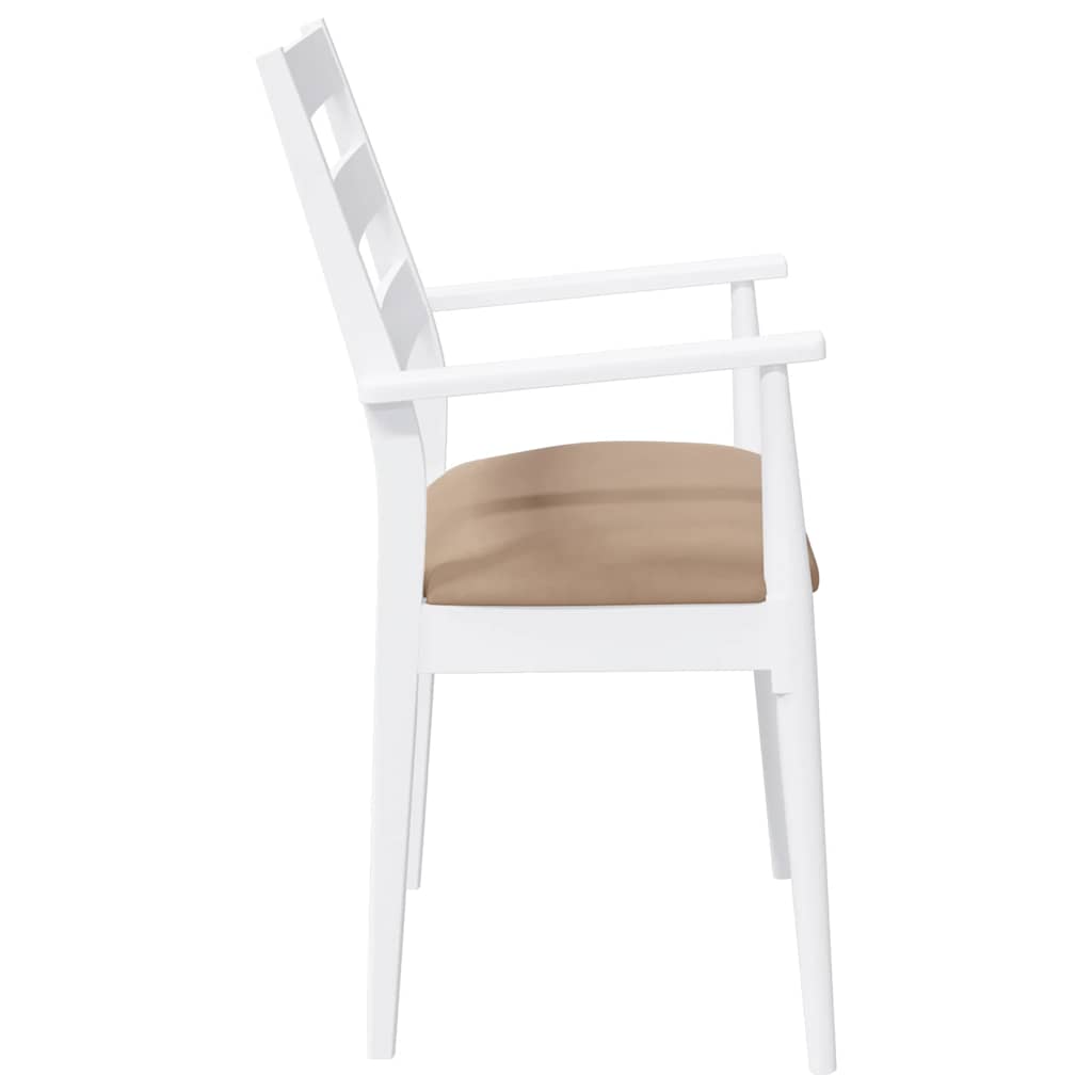 Sedie Da Pranzo Con Cuscini 2 Pz Bianco Legno Massello Di Hevea - Image 5