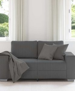 Divano Divanetto Grigio Scuro 120 Cm Tessuto Di Velluto A Coste