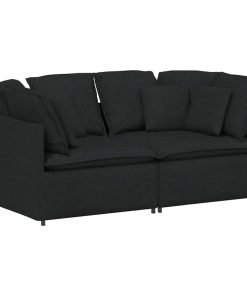 Divano Modulare Con Cuscini In Tessuto Nero