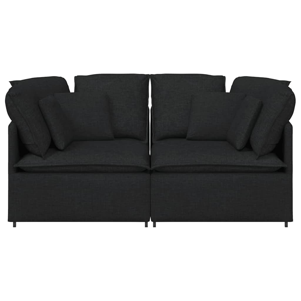 Divano Modulare Con Cuscini In Tessuto Nero - Image 4