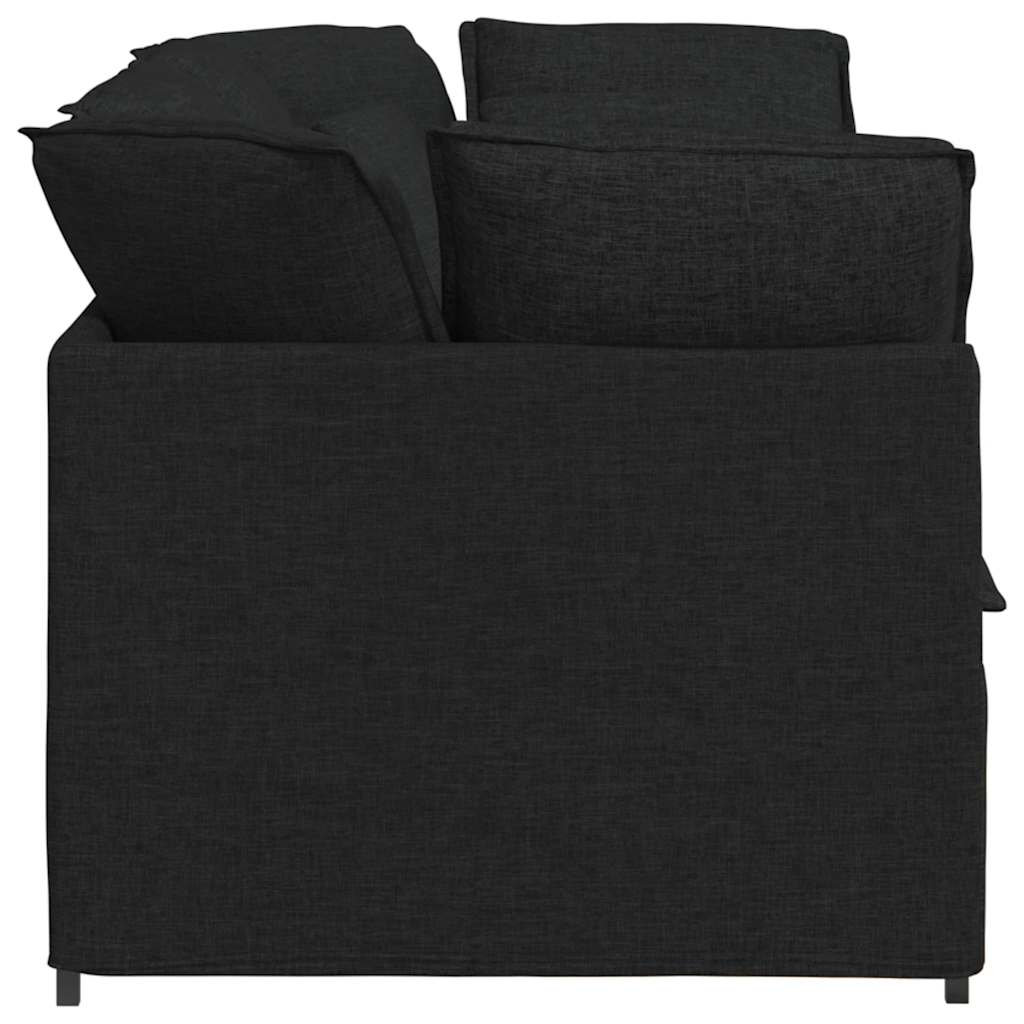 Divano Modulare Con Cuscini In Tessuto Nero - Image 5