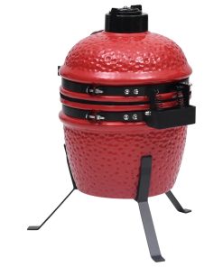 Barbecue Affumicatore 2 In 1 Kamado In Ceramica 56 Cm Rosso