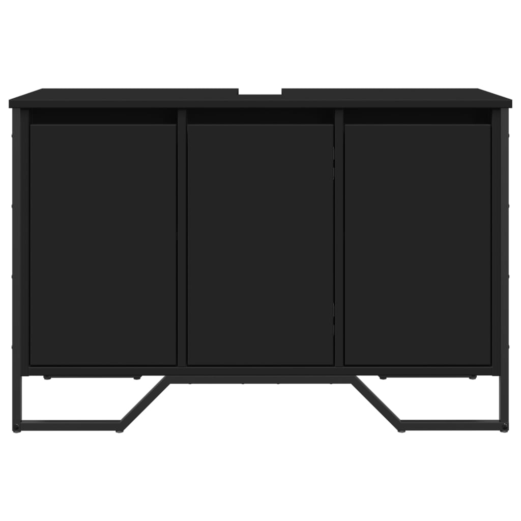 Mobile Lavabo Bagno Nero 91x35x60 Cm In Truciolato - Image 2