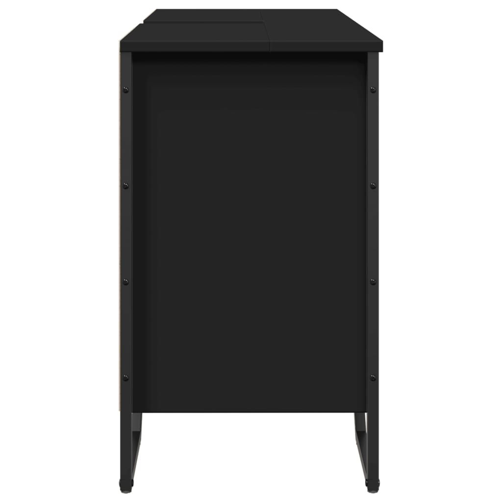Mobile Lavabo Bagno Nero 91x35x60 Cm In Truciolato - Image 3