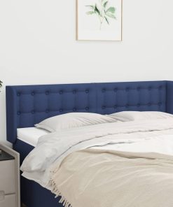 Testiera Ad Orecchio Blu 147x16x78/88cm In Tessuto