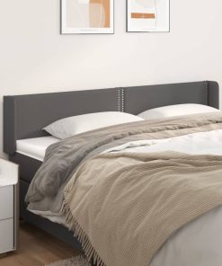 Testiera Ad Orecchio Grigio 203x16x78/88 Cm In Similpelle