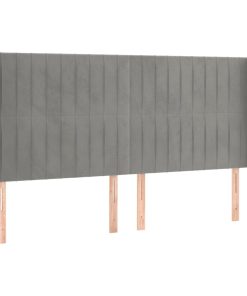Testiera Ad Orecchio Grigio Chiaro 163x23x118/128 Cm In Velluto