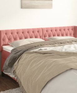 Testiera Ad Orecchio Rosa 183x16x78/88 Cm In Velluto