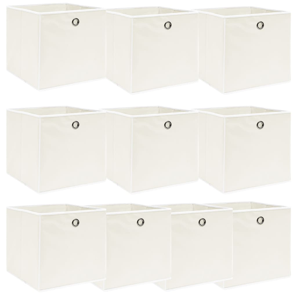 Scatole Portaoggetti 10pz Bianche 32x32x32 Cm Tessuto