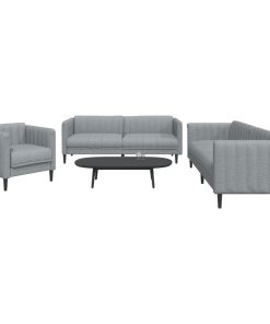 Set Di Divani 3 Pz Grigio Chiaro In Tessuto