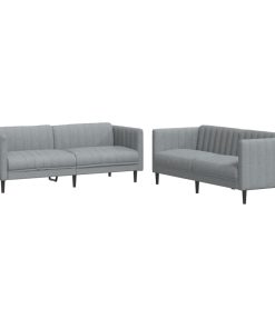 Set Di Divani 2 Pz Grigio Chiaro In Tessuto