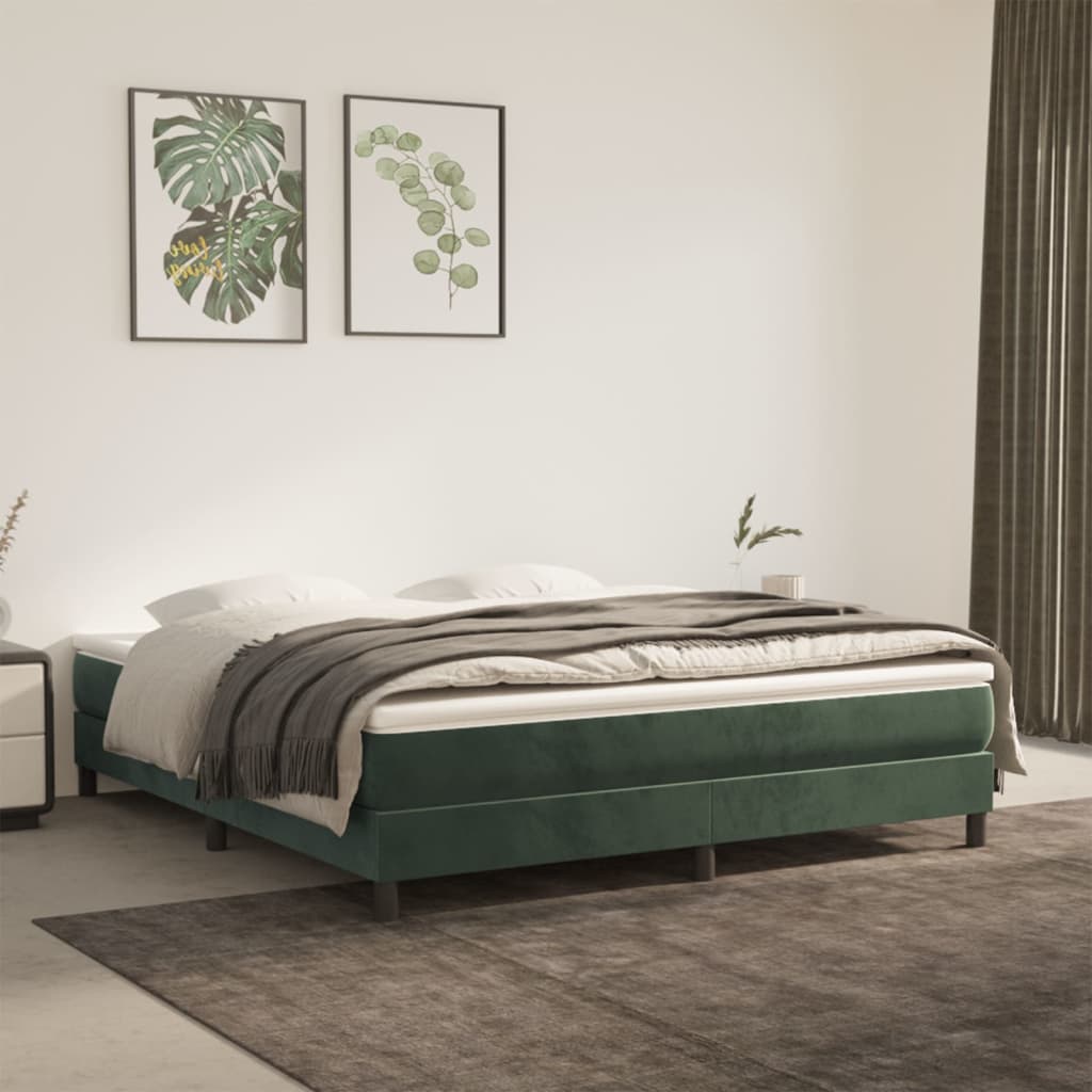 Materasso A Molle Verde Scuro 160x200x20 Cm In Velluto