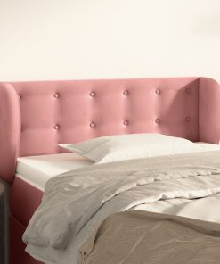 Testiera Ad Orecchio Rosa 103x23x78/88 Cm In Velluto