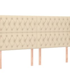 Testiera Ad Orecchio Crema 203x23x118/128 Cm In Tessuto