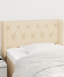 Testiera Ad Orecchio Crema 83x16x78/88 Cm In Tessuto