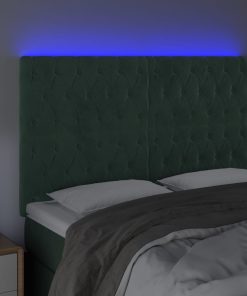 Testiera A Led Verde Scuro 144x7x118/128cm In Velluto