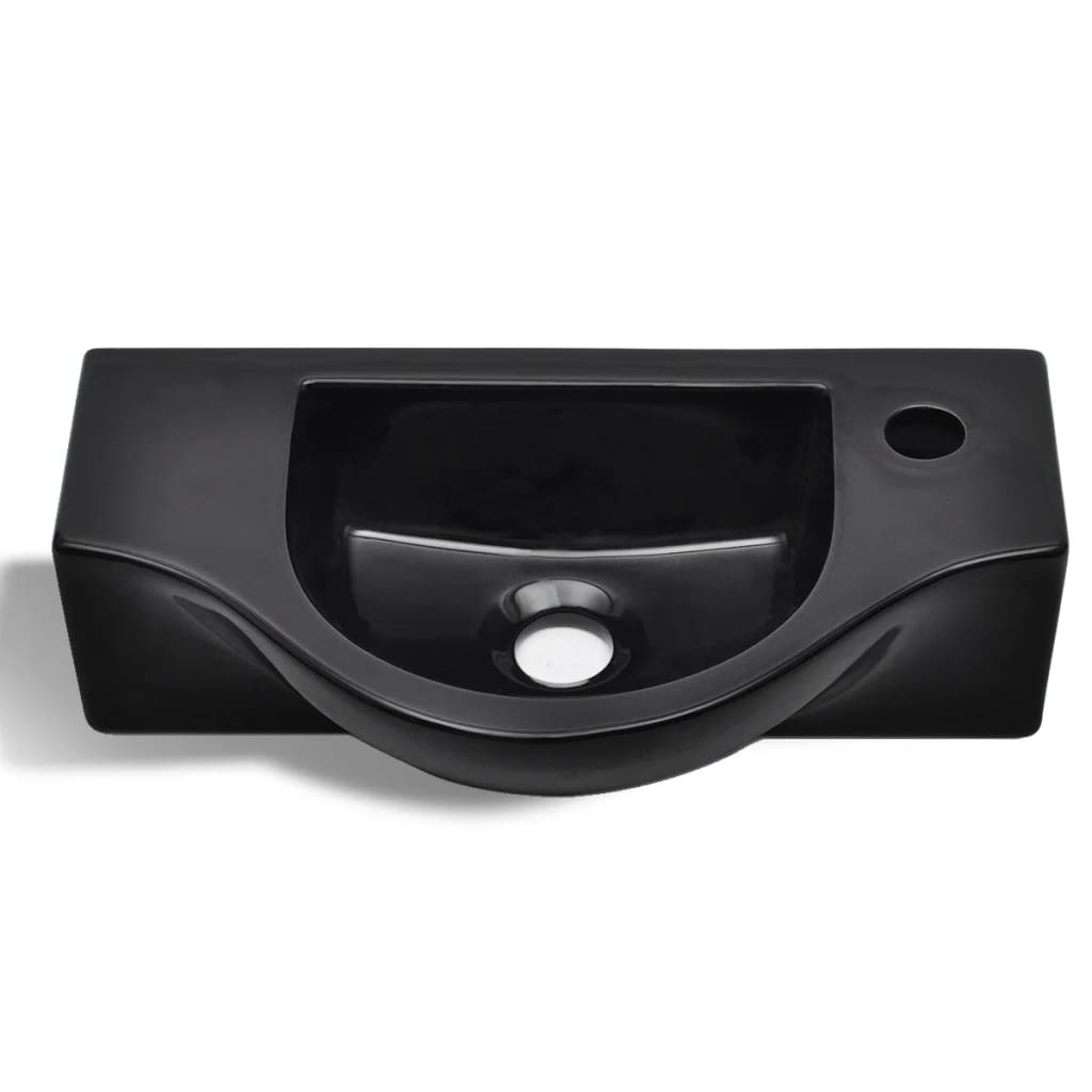 Lavandino Bagno In Ceramica Nera Con Foro Per Rubinetto