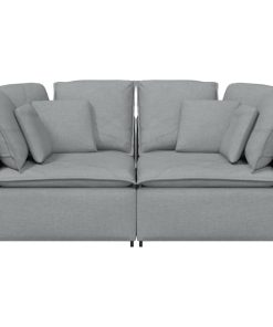 Divano Modulare Con Cuscini In Tessuto Grigio Chiaro