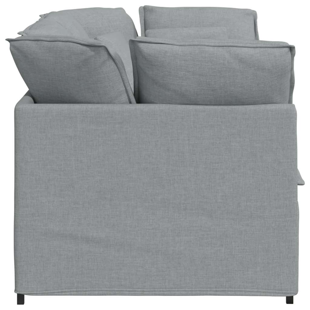 Divano Modulare Con Cuscini In Tessuto Grigio Chiaro - Image 2