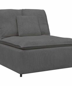 Divano Modulare Con Cuscini In Tessuto A Coste Grigio Scuro