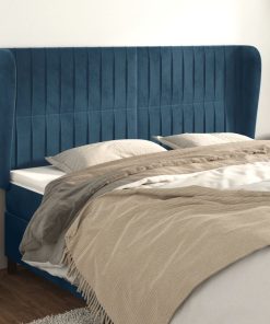 Testiera Ad Orecchio Blu Scuro 183x23x118/128 Cm In Velluto