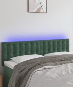 Testiera A Led Verde Scuro 144x5x78/88 Cm In Velluto
