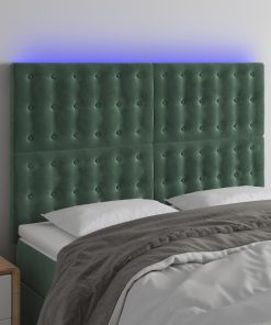 Testiera A Led Verde Scuro 144x5x118/128cm In Velluto