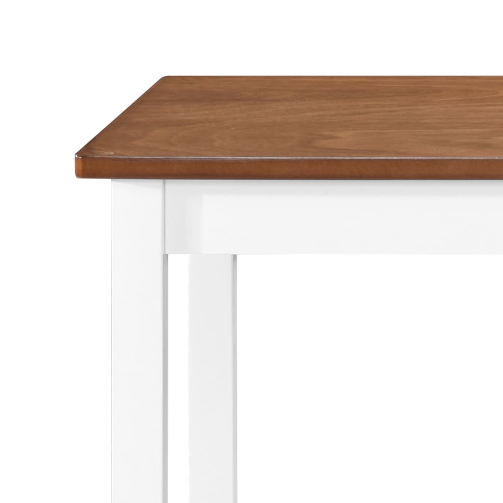Set Tavolo E Sedie Da Bar 5 Pz Legno Massello Marrone E Bianco