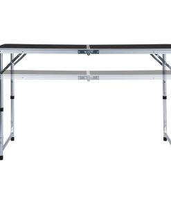 Tavolo Da Campeggio Pieghevole In Alluminio Grigio 120x60 cm