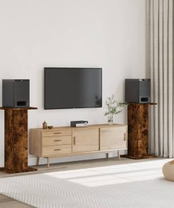 Supporti Altoparlanti 2 Pz Rovere 30x30x80 Cm Legno Multistrato