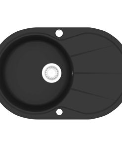 Lavello Da Cucina In Granito Vasca Singola Ovale Nero
