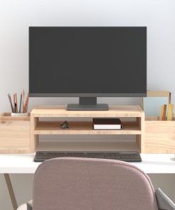 Supporto Per Monitor 70x27,5x15cm In Legno Massello Di Pino