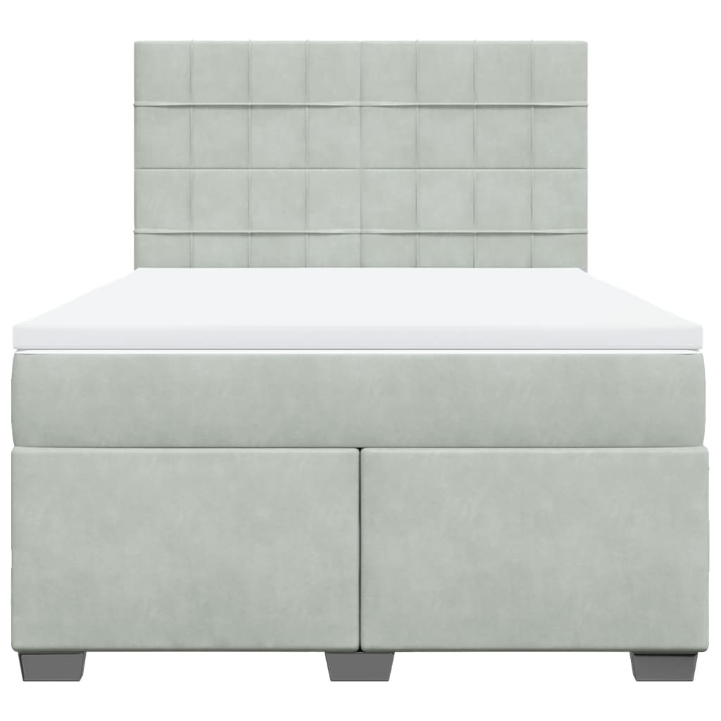 Giroletto A Molle Con Materasso Grigio Chiaro 160x200cm Velluto
