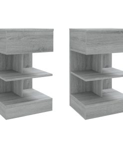 Comodini Grigio Sonoma 2 Pz 40x35x65 Cm In Legno Multistrato