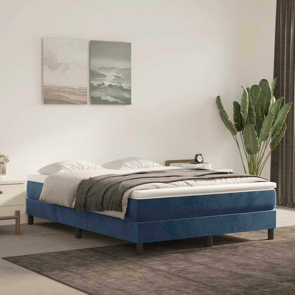 Materasso A Molle Blu Scuro 140x210x20 Cm In Velluto