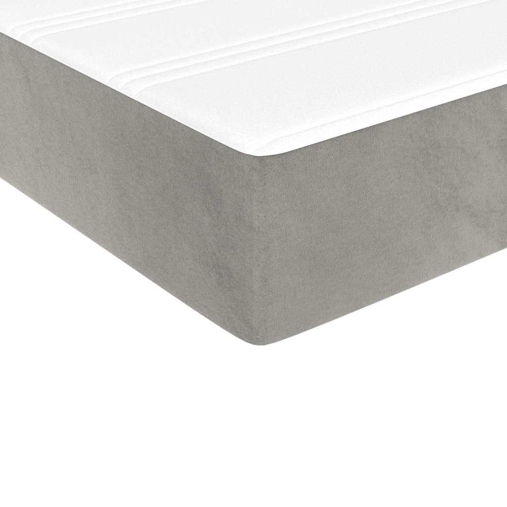 Materasso A Molle Grigio Chiaro 100x210x20 Cm In Velluto