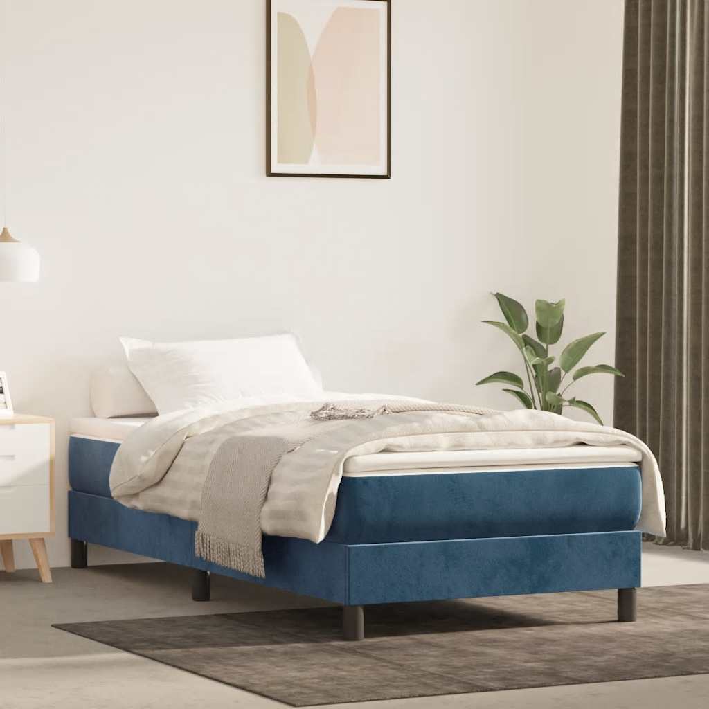 Materasso A Molle Blu Scuro 80x220x20 Cm In Velluto