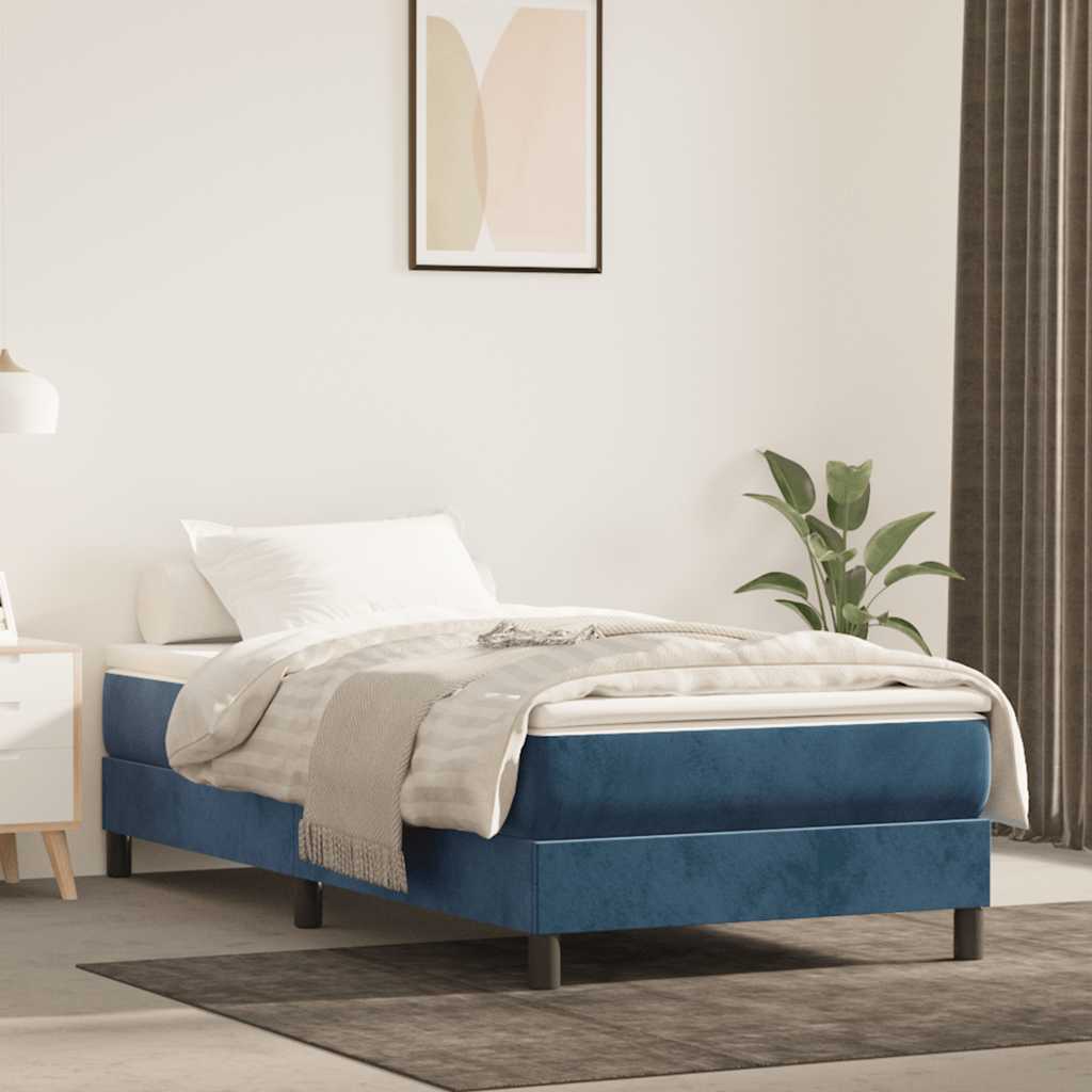 Materasso A Molle Blu Scuro 80x210x20 Cm In Velluto