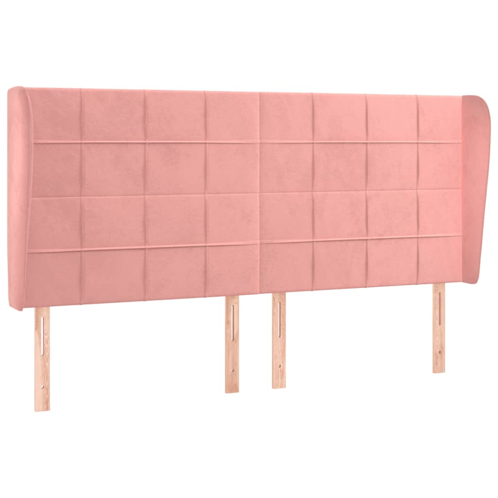 Testiera Ad Orecchio Rosa 163x23x118/128 Cm In Velluto