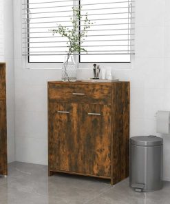 Armadietto Bagno Rovere Fumo 60x33x80 Cm Legno Tecnico