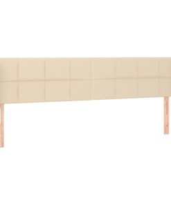 Testiera Ad Orecchio Crema 163x16x78/88 Cm In Tessuto