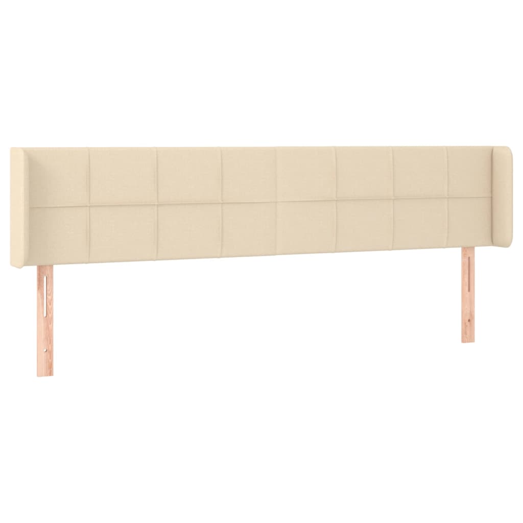 Testiera Ad Orecchio Crema 163x16x78/88 Cm In Tessuto