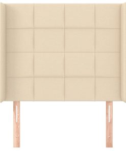 Testiera Ad Orecchio Crema 83x16x118/128 Cm In Tessuto