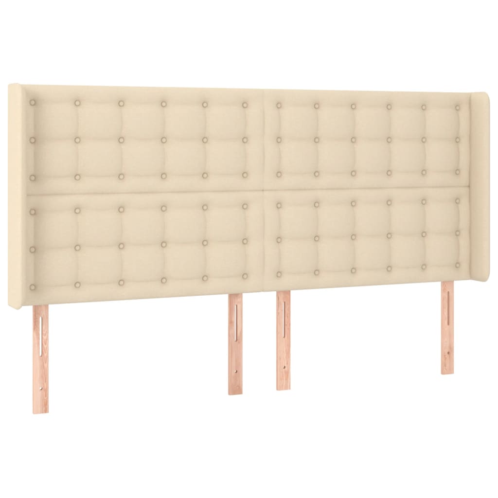Testiera Ad Orecchio Crema 163x16x118/128 Cm In Tessuto