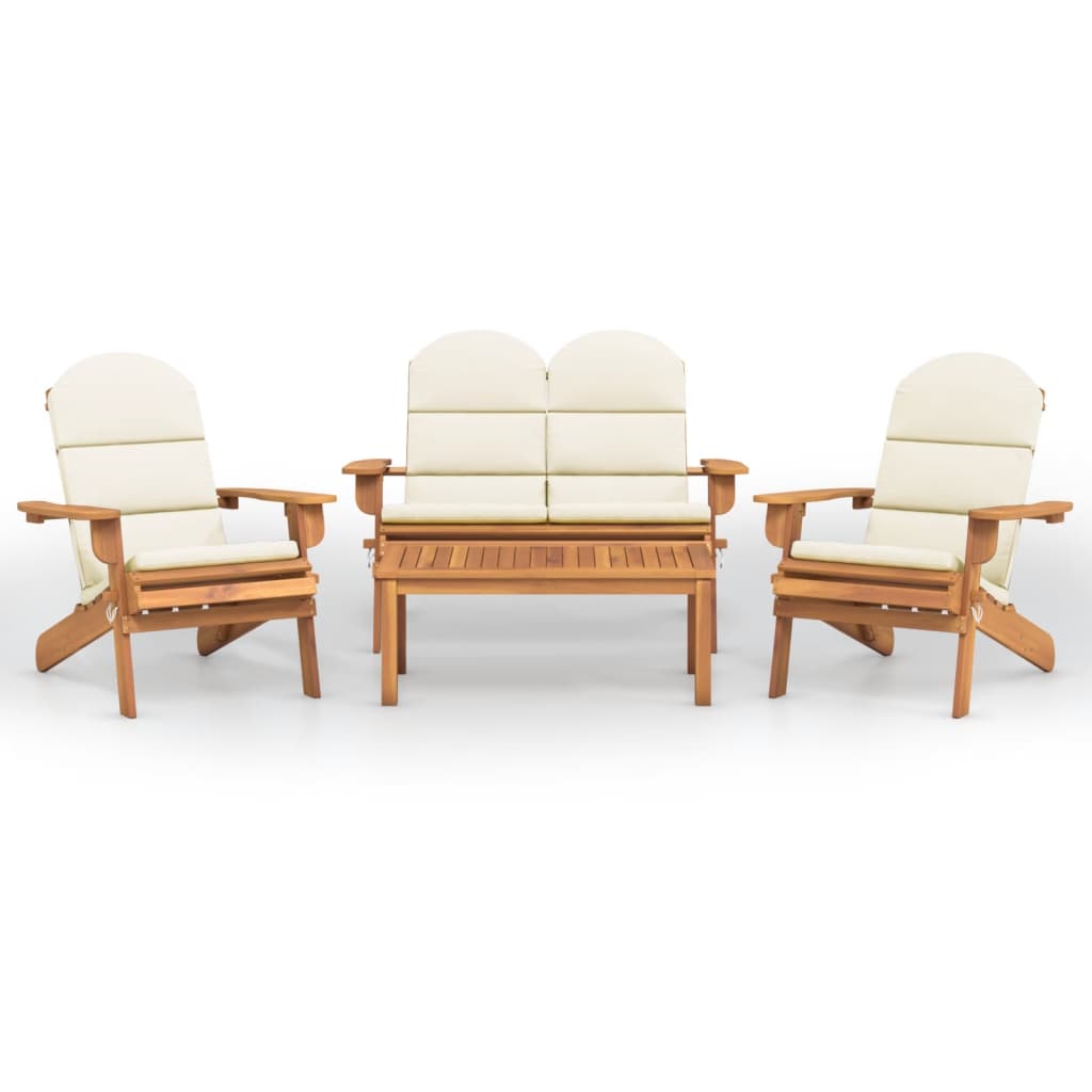 Set Salotto Da Giardino Adirondack 4pz Legno Massello Di Acacia