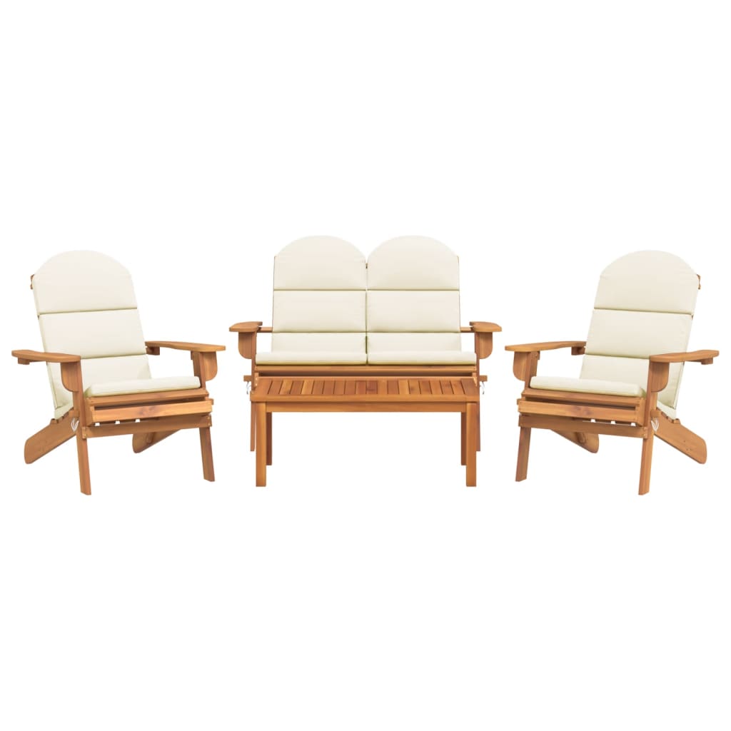 Set Salotto Da Giardino Adirondack 4pz Legno Massello Di Acacia - Image 2