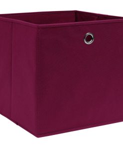 Scatole Con Coperchi 4pz Rosso Scuro 32x32x32 Cm Tessuto