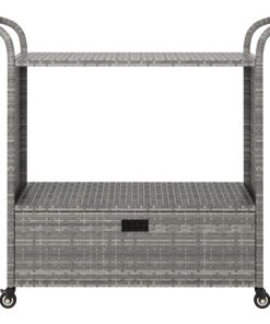 Carrello Da Bar Con Cassetto Grigio 100x45x97 Cm In Polyrattan