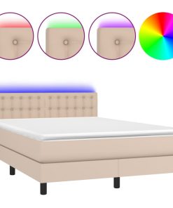 Giroletto Molle Materasso E Led Cappuccino 140x200cm Similpelle